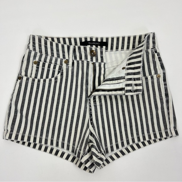 BILLABONG Stripe High-Rise Y2K Style Cotton-Blend Denim Shorts | Size US 25 - Picture 9 of 15